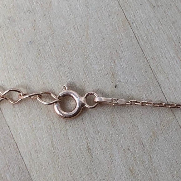 925 Sterling Silver Rose Color Cz Necklace Star - Picture 5 of 6